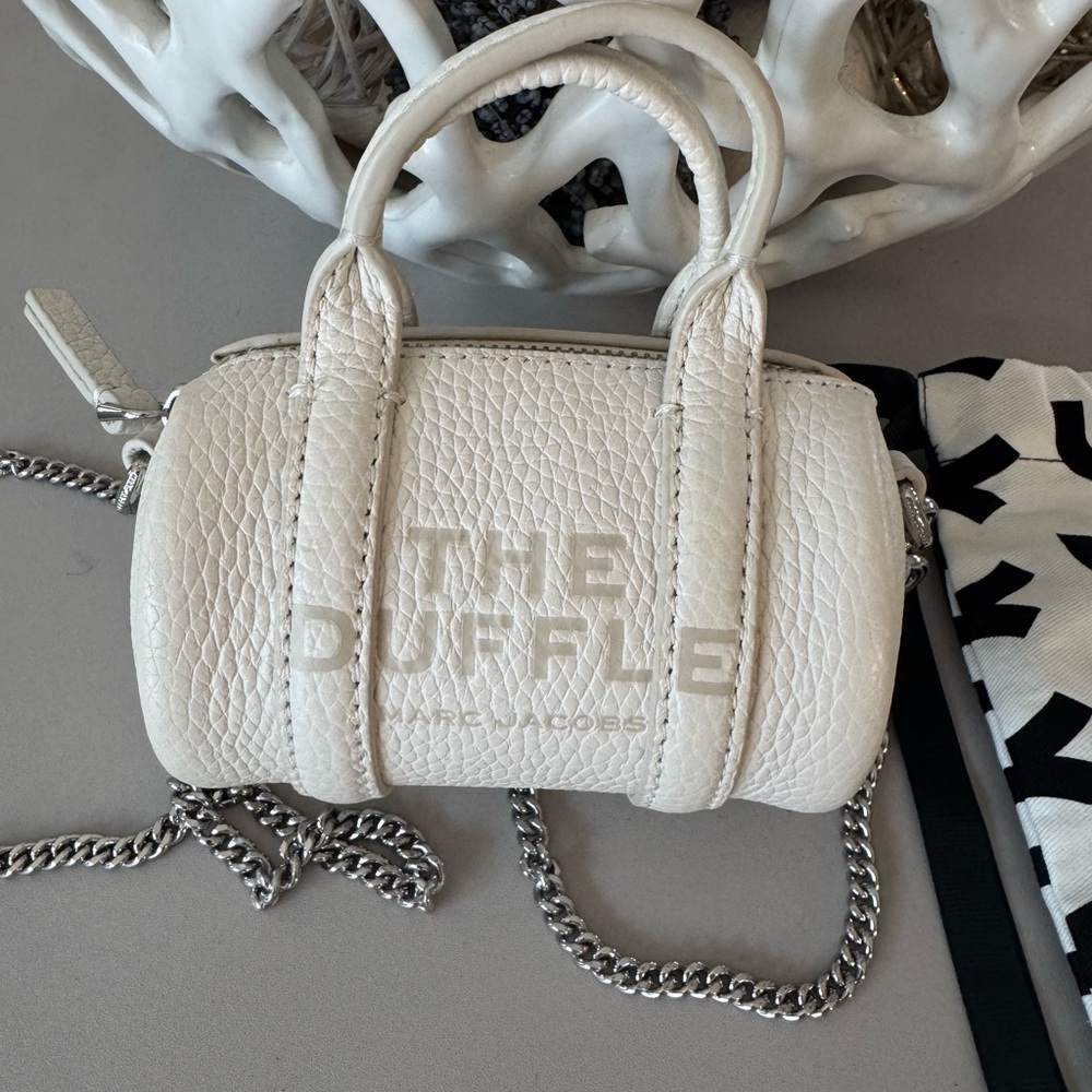 Marc Jacobs Cream Pebbled Leather Mini Duffle Crossbody